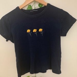 John Galt navy blue Ashlyn Poppy Crop Top